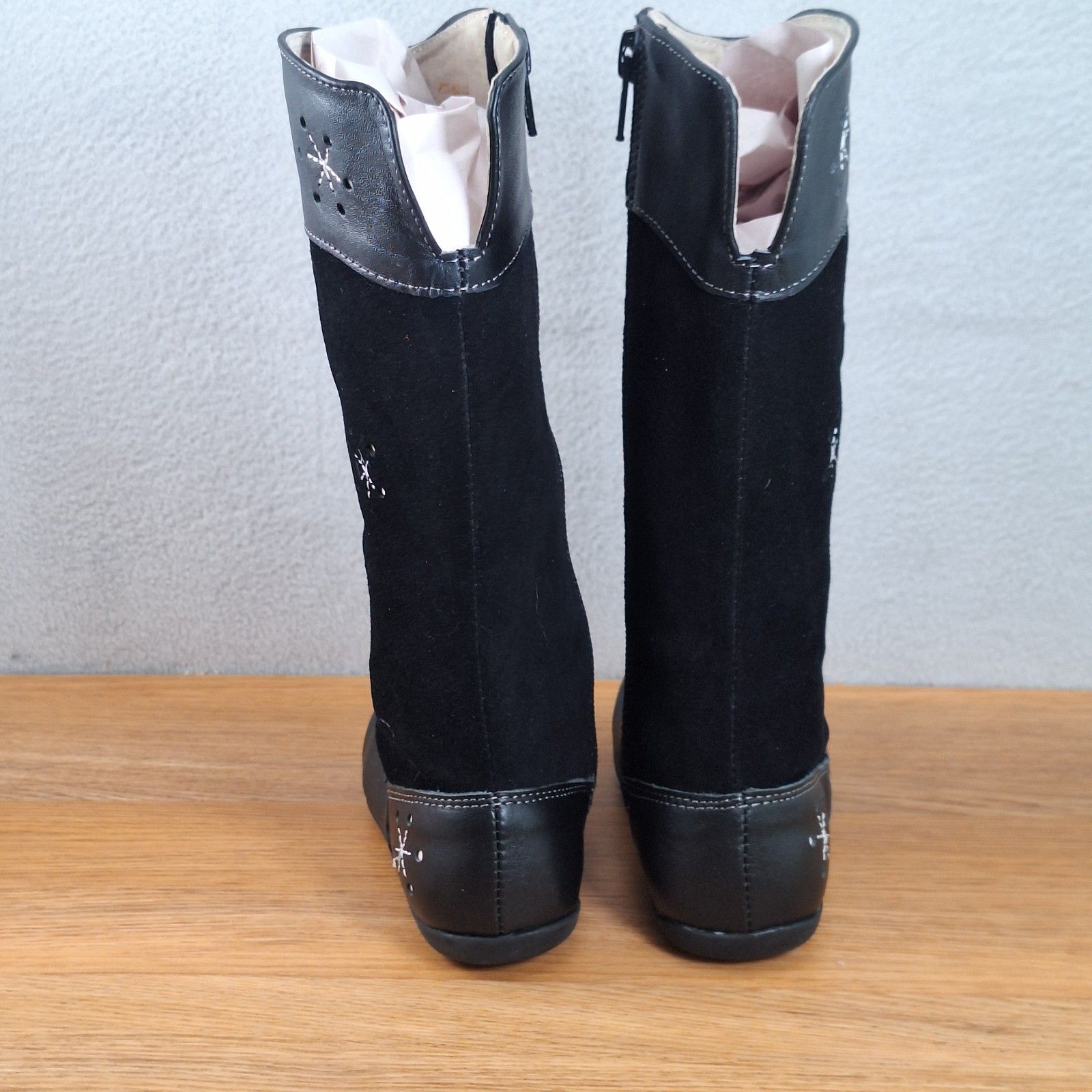 See Kai Run Alyssa Toddler Girls 9.5 Tall Riding Boots Black Snowflake — image 3 of 8